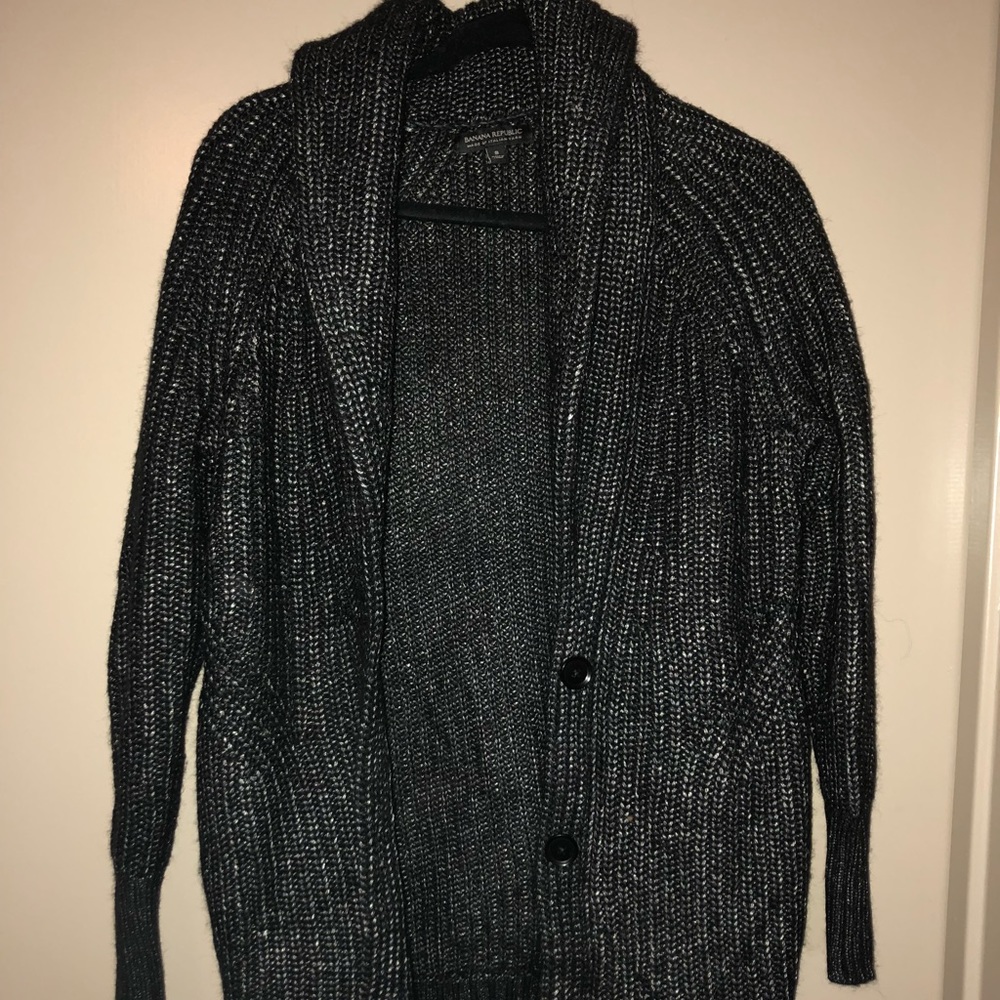 Thick and warm black and silver cardigan